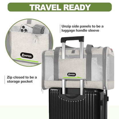GAPZER Cat Carrier American Airline Approved 18x11x11, Top Opening Sturdy Soft Pet Carrying Bag See Through, Mini Dog Hard Bottom Crate Kennel Case, 4-Side-Ventilation Mesh Cage Toy Poodle Biege - color: Beige