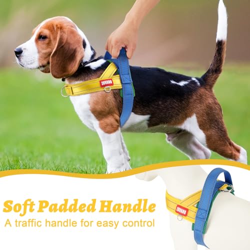Yellow Dog Harness Escape Proof No Pull Soft Padded Lightweight Vest for Small Dogs - Reflective No Choke Harness with Front Back Clips - Adjustable Breathable Mesh Harness with Handle, S - color: Yellow, size: Small