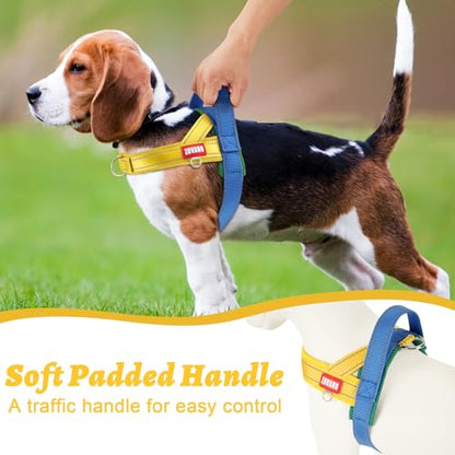 Yellow Dog Harness Escape Proof No Pull Soft Padded Lightweight Vest for Small Dogs - Reflective No Choke Harness with Front Back Clips - Adjustable Breathable Mesh Harness with Handle, S - color: Yellow, size: Small