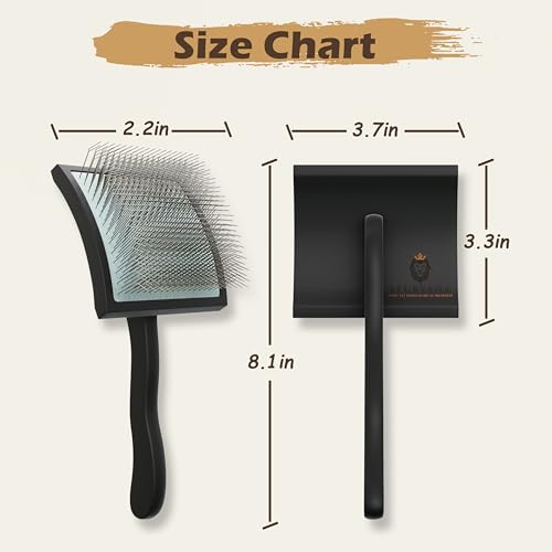 Slicker Brush for Dogs – Professional Long Pin Grooming Brush for Goldendoodles, Poodles & Thick Curly Coats – Gentle Detangling Brush for Matted Long Hair Dogs, Black - color: black