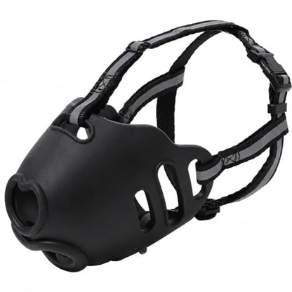 Dog Muzzle, Soft Basket Muzzle with Adjustable Reflective Straps, TPE Mouth Guard Allows Panting Drinking and Treats, for Grooming Walking Training Vet Visits, Black (Small) - size: Small