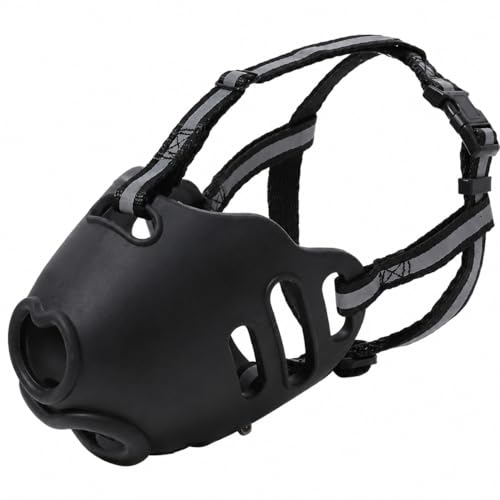 Dog Muzzle, Soft Basket Muzzle with Adjustable Reflective Straps, TPE Mouth Guard Allows Panting Drinking and Treats, for Grooming Walking Training Vet Visits, Black(Large) - size: Large