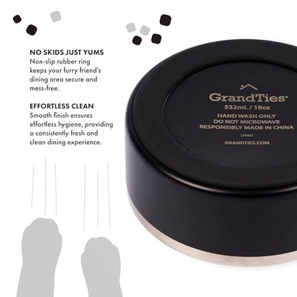 GrandTies Stainless Steel Engraved Pet Bowl | Reusable BPA-Free Insulated Pet Bowls | Large Heavy Duty Non Skid Spill Proof Dog Bowl | Outdoor Dog Water Bowl (18oz, Midnight Black) - color: Midnight Black, size: 18oz
