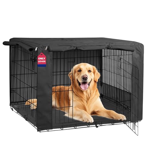 HiCaptain Breathable Dog Crate Cover 48 Inch, Durable Heavy Duty Kennel Cover, Dual Zippered Panels, Windproof Waterproof UV-Resistant(Black) - color: Black, size: 48.0"L x 30.0"W x 33.0"H
