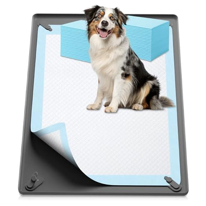 41PCS Puppy Pee Pad Holder Set for Dog, Non-Slip Silicone Dog Puppy Pad Holder for 36.3" x 25.3" Training Pads, High Edge Pee Pad Tray with 4 Magnetic Holder Clamps and 40pcs Puppy Potty Pad - size: 36.3" x 25.3"