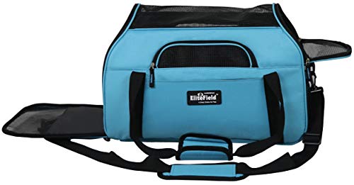 EliteField Soft Pet Carrier (3 Year Warranty, Airline Approved) Soft Sided Dog Puppy Cat Carrier Travel Bag (X-Large: 21" L x 12" W x 13" H, Sky Blue) - color: Sky Blue, size: 21.0"L x 12.0"W x 13.0"H