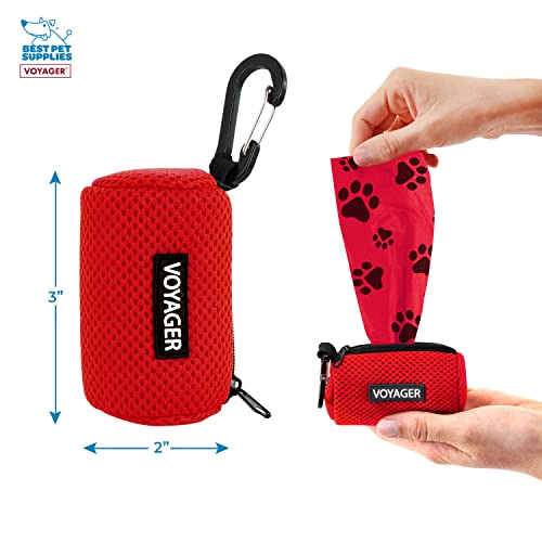 Best Pet Supplies 2팩 강아지 배변 봉투 홀더 목줄 부착물, 색상, 여행, 산책, 공원 및 실외 사용을 위한 재사용 가능한 메시 디스펜서 파우치, 클립온으로 부드럽고 내구성이 뛰어난 - 메시 레드 - color: 메시 (레드), size: 1개 (2팩)