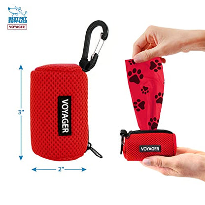 Best Pet Supplies 2팩 강아지 배변 봉투 홀더 목줄 부착물, 색상, 여행, 산책, 공원 및 실외 사용을 위한 재사용 가능한 메시 디스펜서 파우치, 클립온으로 부드럽고 내구성이 뛰어난 - 메시 레드 - color: 메시 (레드), size: 1개 (2팩)