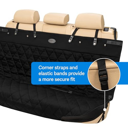 PetSafe Happy Ride Quilted Bench Seat Cover Waterproof and Durable Machine Washable Fits Most Cars, Trucks and SUVs Backseat Protection for Pet Paws, Scratches and Dog Hair - color: Black, size: Standard, style: Bench