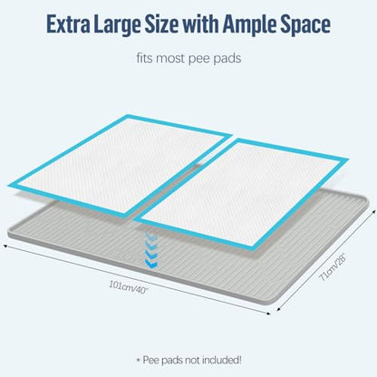 Pee Pad Holder for Dogs, 40" x 28" Extra Large Silicone Pee Tray Mat High Edge, Leak-Proof, No Spill Pet Pad Holder for Puppy, Cat, Rabbit, Training Pads for Floor Protection, No Pee Pads - size: 40"x28"