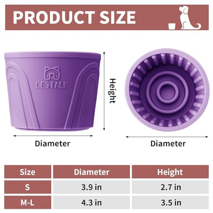 Dog Lick Bowl, Bestalk Anxiety Relief Slow Feeder Dog Lick Mat Treat Dispenser, Non-Slip Dog Licking Bowl Dog Enrichment Toys for Small Medium and Large Breed Dogs, BPA Free Silicone(Purple,M-L) - color: Purple, size: M-L