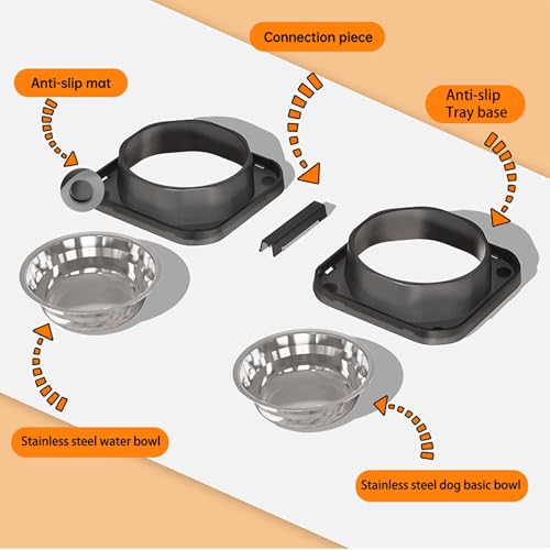 2PCS Stainless Steel Dog Food and Water Bowls Set, Freely Combinable Feeding Set for Dogs Cats, Spill Proof Neater Dog Bowls, Non-Slip Pet Feeder Bowl Dogs Water Bowl for Puppy Breed - size: 2-Pack