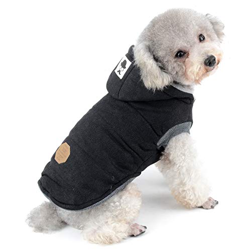 Fleece Dog Hoodie Winter Coat for Small Boy Dog Cat Puppy Cotton Hooded Jacket Chihuahua Clothes Girl Boy Yorkie Pet Walking Outdoor Black XXL - color: Black, size: XXL