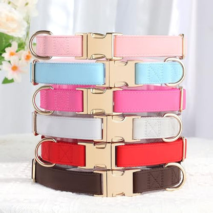 PET ARTIST Soft PU Leather Dog Collar, Bright & Stylish Hot Pink Dog Collar Girl with Quick Release Rose Metal Buckle, Nylon Padded Durable Pet Collars Adjustable for Medium Dogs, Neck Fit 13-19" - color: Hot Pink, size: M: Fit 13-19" Neck(20-55 lbs)