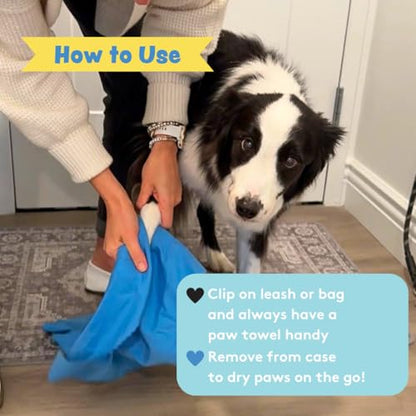 Portable Dog Paw Towel, Lightweight & Super Absorbent Microfiber, Clips onto Leash, Quick Drying Towel for Dogs Paws with Silicone Case, Dry Dog’s Paws on The Go - Small - Rosy Glow - color: Rosy Glow (Small)