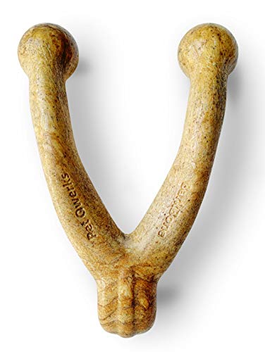 Pet Qwerks Wishbone BarkBone - Nylon Chew Toy for Aggressive Chewers - Peanut Butter Flavor - 8.25"