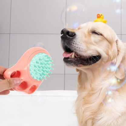 DOITOOL Pet Bath Massage Brush for Dogs and Pets with Comfortable Silicone Grip, Ergonomic Shape, and Shampoo Dispenser for Easy Bathing and Grooming