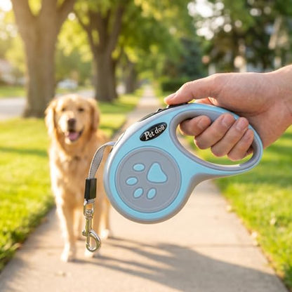 Retractable Dog Leash for Small Medium Dogs One-Click Brake & Lock Anti-Slip Ergonomic Handle 360° Tangle-Free Zinc Alloy Hook Durable ABS Casing-9.84feet Blue - color: Blue, size: 1