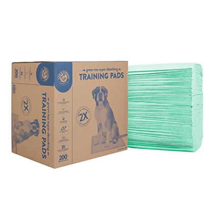 Arm & Hammer Green Tea Pet Training Pads, 200 Count, Super Absorbent with Green Tea and Baking Soda, 2X Odor Control, 5-Layer Leak-Proof Construction, 22.5 x 22.5 Inch - size: 22.5" x 22.5" 200 Count