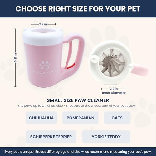 Dog Paw Cleaner, Paw Washer Cup with Soft Silicone Bristles, Portable Dog Foot Washer, 4-in-1 Paw Cleaner Kit with Paw Balm, Microfiber Towel & Grooming Brush (Pink Small) - color: Pink, size: Small