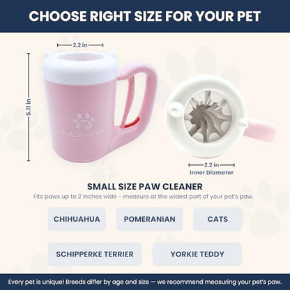 Dog Paw Cleaner, Paw Washer Cup with Soft Silicone Bristles, Portable Dog Foot Washer, 4-in-1 Paw Cleaner Kit with Paw Balm, Microfiber Towel & Grooming Brush (Pink Small) - color: Pink, size: Small