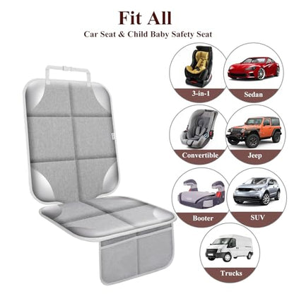 Meolsaek Car Seat Protector for Child Car Seat, Durable 600D Fabric Waterproof Car Seat Cover with Thick Pad Non-Slip Backing，No Imprints (Silver Gray-2pcs) - color: Silver Gray-2pcs