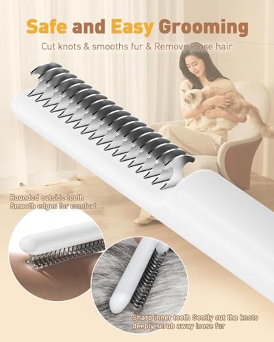 3-in-1 Pet Grooming Tool - Deshedding Dog Brush, Dematting Comb, Undercoat Rake for Long Hair Dogs & Cats, Grooming Comb for Shedding and Matting