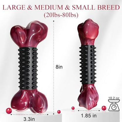 Tough Dog Toys for Aggressive Chewers: Bacon Flavored Long Lasting Dog Bones for Large Dogs, Heavy Duty Nylon & Rubber Dog Chew Toys to Keep Them Busy, Medium & Large Breed (20-80 lbs), Black - color: 1 PC-Bacon-Black