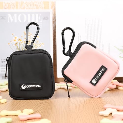 Dog Treat Pouch 2 Pack, Waterproof, Zipper Closure, Hands Free, Black+Pink - color: Black+Pink