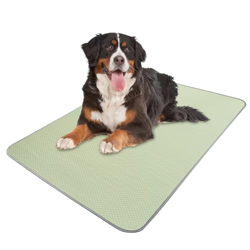 Buvlnee Summer Dog Cooling Mat Washable Ice Silk Self Cool Pad for Small Medium Large Dogs and Cats, Pet Sleeping Pad for Crate, Bed, Indoor & Outdoor Floor, Car Seats - color: Green, size: 59x40in