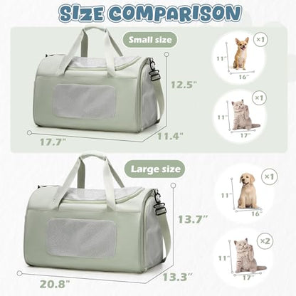 Large Cat Carriers Dog Carrier Pet for Small/Medium Cats Dogs Puppies,Soft-Sided Cat Bag Airline Approved,Carry Up to 20 Lbs,Green - color: A-Medium-Green