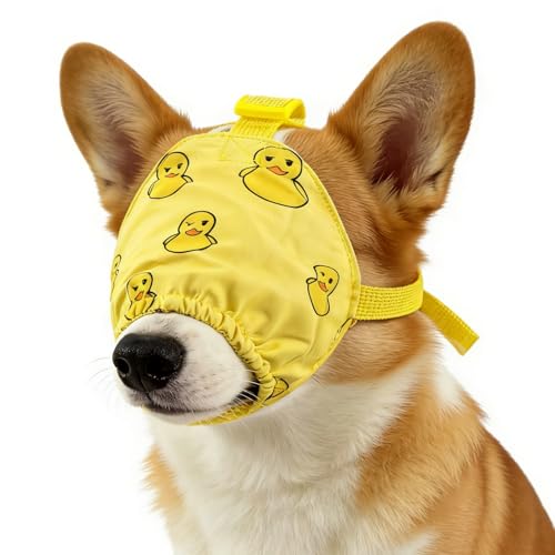 NACOCO Dog Calming Cap Eye Mask Ducks Nylon Shading Pet Anxiety Mask Muzzle for Grooming Anti Car Sickness (Yellow, M) - color: Yellow Duck, size: M