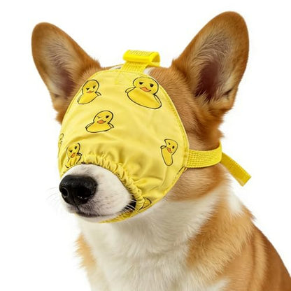 NACOCO Dog Calming Cap Eye Mask Ducks Nylon Shading Pet Anxiety Mask Muzzle for Grooming Anti Car Sickness (Yellow, M) - color: Yellow Duck, size: M