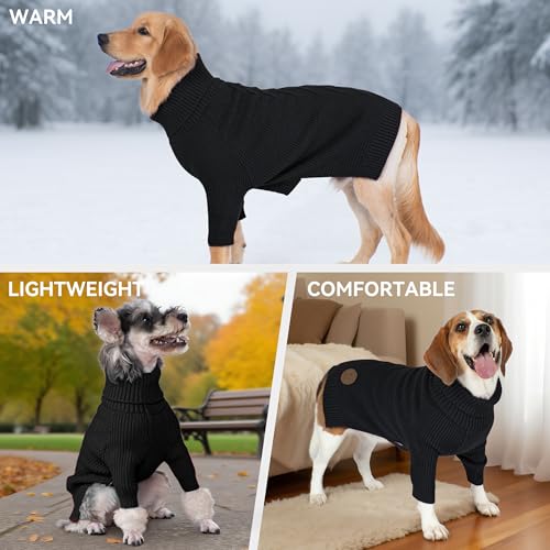 cyeollo Small Fleece Dog Sweater, Tureleneck Sweatershirt for Small Boy & Girl Dogs Pullover Doggy Clothes in Cold Weather Stretchy Fall Winter Pet Outfit Puppy Jacket, Black M - color: Black, size: Medium