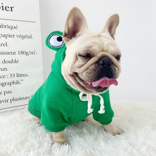 ANIAC Funny Pet Clothes for Small Dog Cat Girl Male Puppy Hoodies Warm Dogs Sweatshirt Coat with Eye Hood Fall Cat Apparel Christmas Halloween Outfit Dog Frog Costume (Green, X-Large) - color: Green, size: X-Large