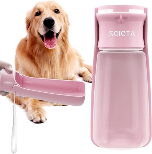 Portable Dog Small Animals Water Bottle for Walking 19 OZ or 12 OZ Pet Water Bottles for Puppy Medium Large Dogs Little Animals Water Dispenser Dog Small Animals Water Bowl - color: Pink, size: 19OZ