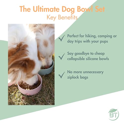 Barkin’ Trails Travel Dog Bowls, Portable Outdoor Water, BPA-Free Water Bowl Set, Food Grade Plastic Dog Travel Bowl, Dog Camping Essentials, Travel Container - color: Icy Blue