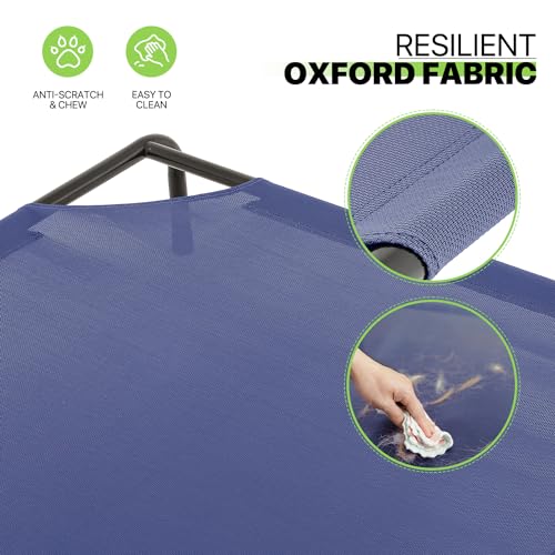 Magshion Elevated Dog Bed, Raised Pet Cot with Non-Slip Feet, Cooling Breathable Mesh Fabric Pet Cot Bed for Indoor Outdoor Use for Extra Large Dogs and Cats up to 120 lbs, Navy