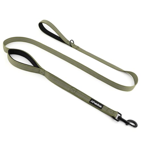 Double Handle Dog Leash 6 FT Reflective 2 Handle Traffic Lead with Padded Grip, Heavy Duty Nylon Leash for Walking Training, for Small Medium Large Dogs, Ranger Green - color: Ranger Green
