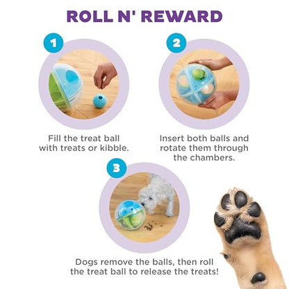 Outward Hound by Nina Ottosson A-Maze Ball Dog Treat Puzzle Ball, Level 2 Intermediate, 8.46" Diameter, Green - color: A-Maze Ball (Blue, Green)