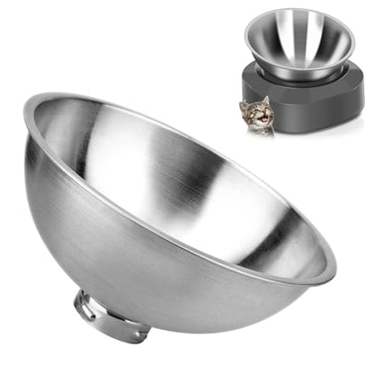 AYADA Dedicated Replacement Cat Bowl for Raised Cat Food Bowl, Base Not Included Elevated Stainless Steel 0-15° Slanted Kitty Kitten Pet Dish for Wet Food Water Anti Vomiting - color: Replacement