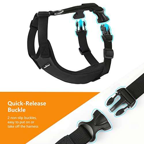 VavoPaw Dog Seat Belt, Safety Vest Dog Car Harness with Adjustable Buckle Dogs Seat-Belt for Vehicle Nylon Pet Safety Seats Belts Heavy Duty(XXL, Black) - color: Black, size: XXL (Chest: 30.7-51.2", Neck: 16.1-26.4")