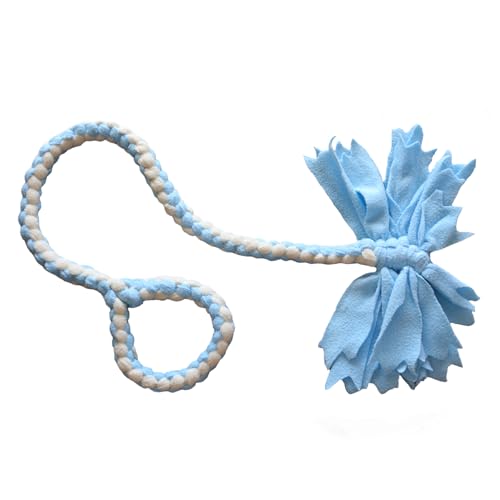 Baba&Nana Braided Fleece Dog Tug Toy, Assorted Colors Dog Rope Toy with Ball, Interactive Tug of War Dog Toy for Large & Medium & Agility Dogs (Blue) - color: Blue