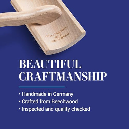 Chris Christensen Mark VI Curved Back Slicker Brush for Dogs, 12mm Pins, Groom Like a Pro, Handcrafted Lightweight Beechwood Ergonomic Handle, Stainless Steel Pins, A5VI, Medium. Made in Germany. - size: Mark VI Medium Curved Back