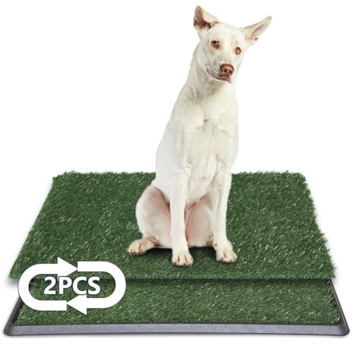 LITA Dog Grass Pad with Tray - Dog Litter Box with 2 Artificial Grass Pads - Potty Tray for Balcony Apartment Indoor Outdoor Use - 20x30 INCH - size: 20*30 INCH