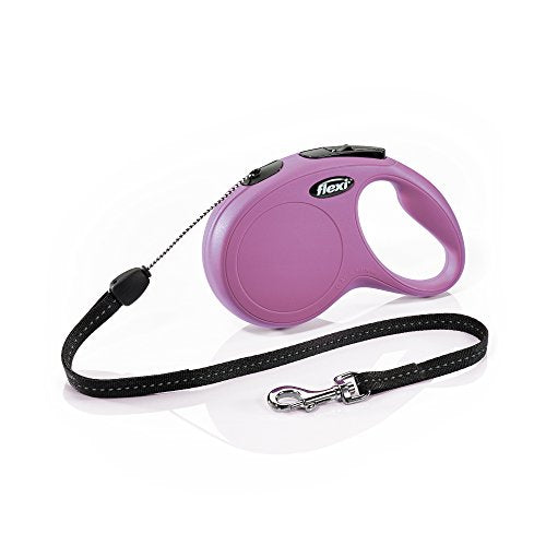 FLEXI New Classic Retractable Dog Leash (Cord), 26 ft, Small, Pink - size: Small 26 ft - 26 lbs
