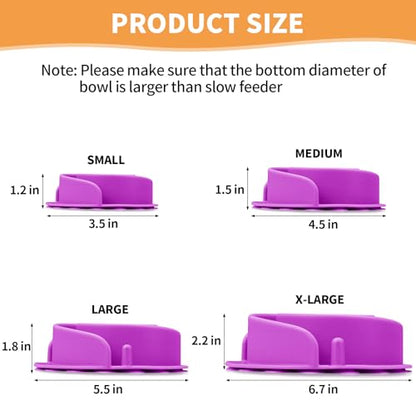 Slow Feeder Dog Bowls Insert, Animire Soft Silicone Slow Eating Dog Food Bowl for Small, Medium and Large Dogs, Compatible with Regular and Elevated Bowls - color: Purple, size: S