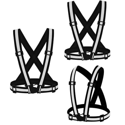 Reflective Vest Running Gear,High Visibility Adjustable Safety Vest for Outdoor Motorcycle,Dog Walking,Night Running,Hiking - color: Black X3