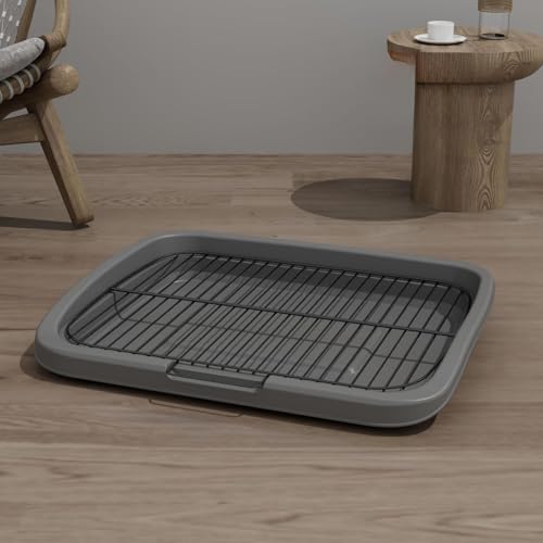 Flat Bottom Dog Toilet, Puppy Potty Tray with Mesh, Puppy Pad Holder Tray, Indoor Pet Training Toilet, Detachable and Washable, Suit for Small and Medium Sized Dogs, Gift for Pet Lover