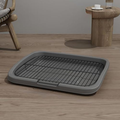 Flat Bottom Dog Toilet, Puppy Potty Tray with Mesh, Puppy Pad Holder Tray, Indoor Pet Training Toilet, Detachable and Washable, Suit for Small and Medium Sized Dogs, Gift for Pet Lover